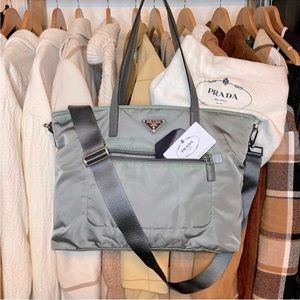 PRADA Nylon Tote Bag w/ Crossbody Strap